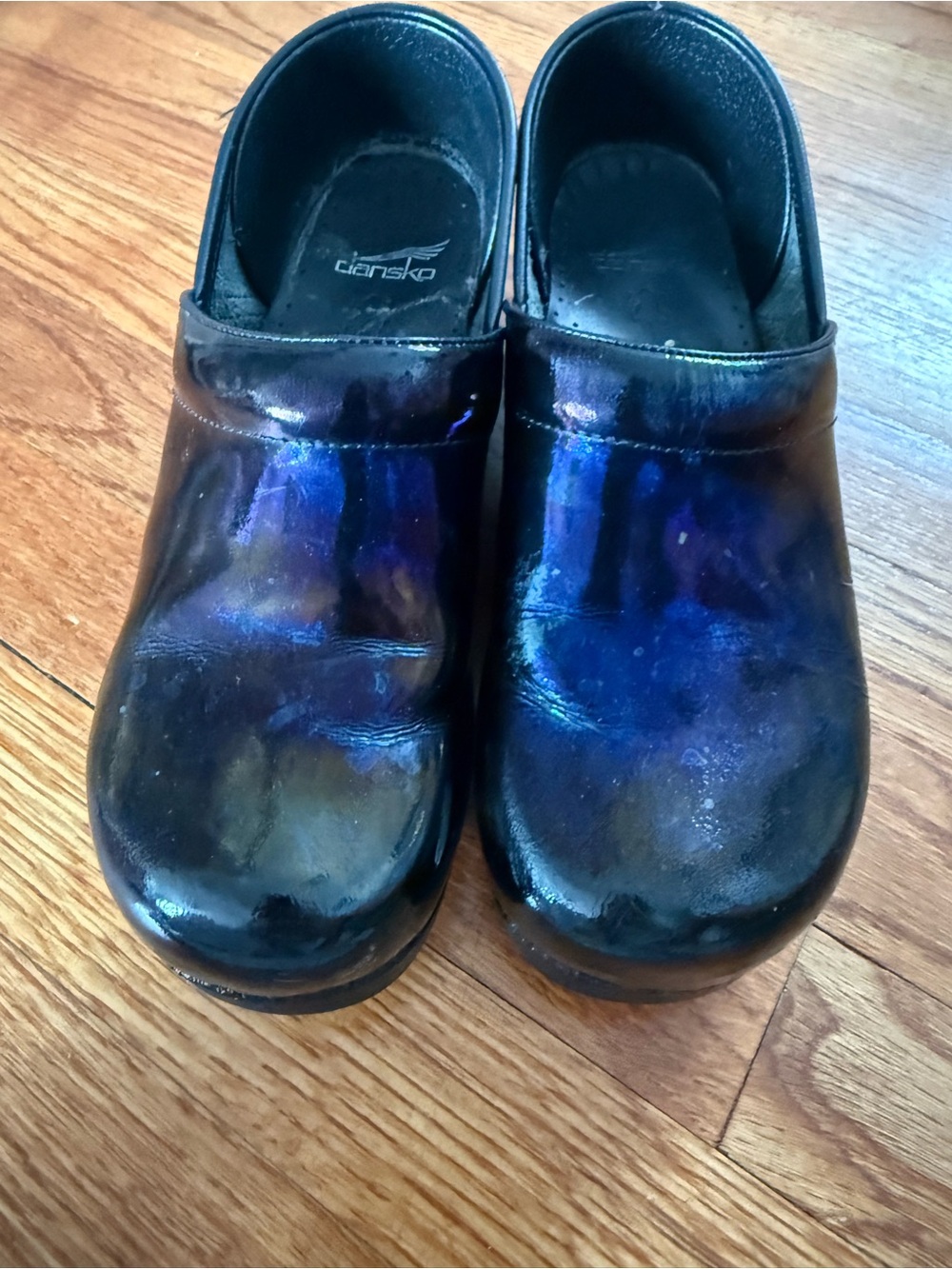 Dansko Iridescent Blue-Black Leather Clogs Size 40 (9.5 / 10)